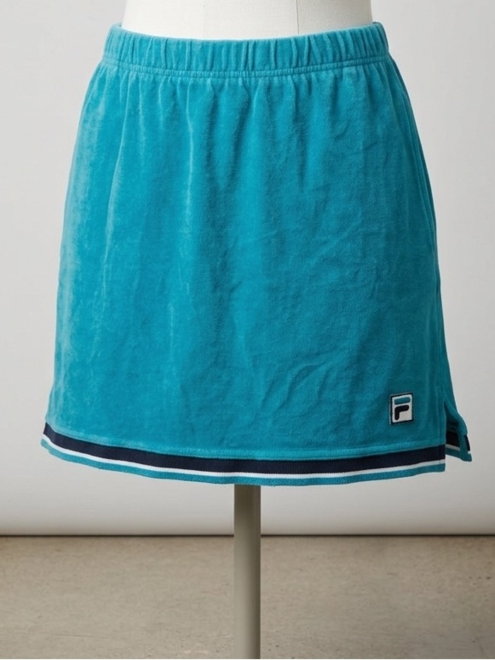 Y2K Retro Fila Blue Toweling Skirt with Side Slit - Size S